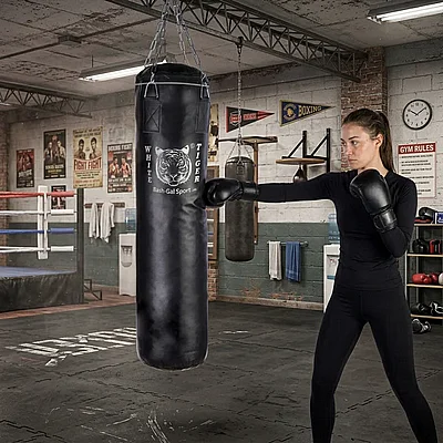�� ������ ���� ���� Black leather punching bag white tiger