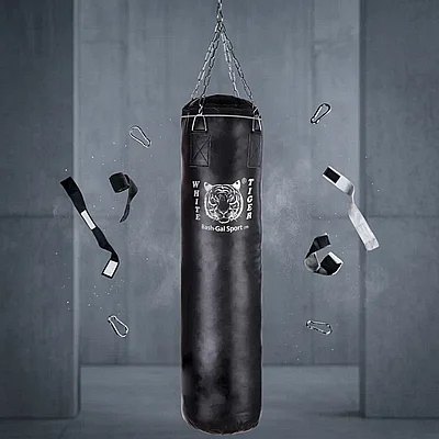 �� ������ ���� ���� Black leather punching bag white tiger